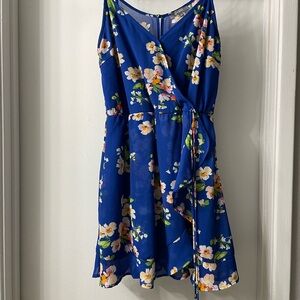 Floral Blue Wrap Dress